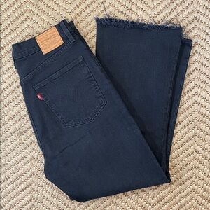 Levi's - Ribcage Crop Flare Wide Legged Denim Jeans - Black - 29x26